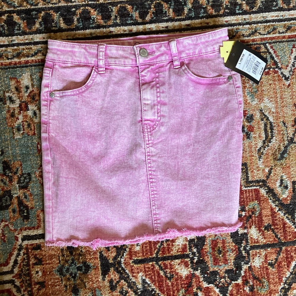 Girls pink jean skirt size L 10/12
